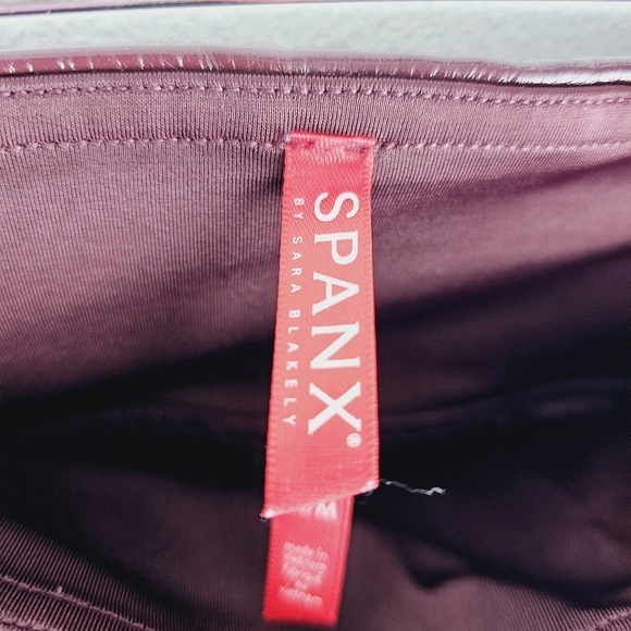 SPANX Burgundy Wine Patent Leather Leggings, size Medium - Picture 5 of 10